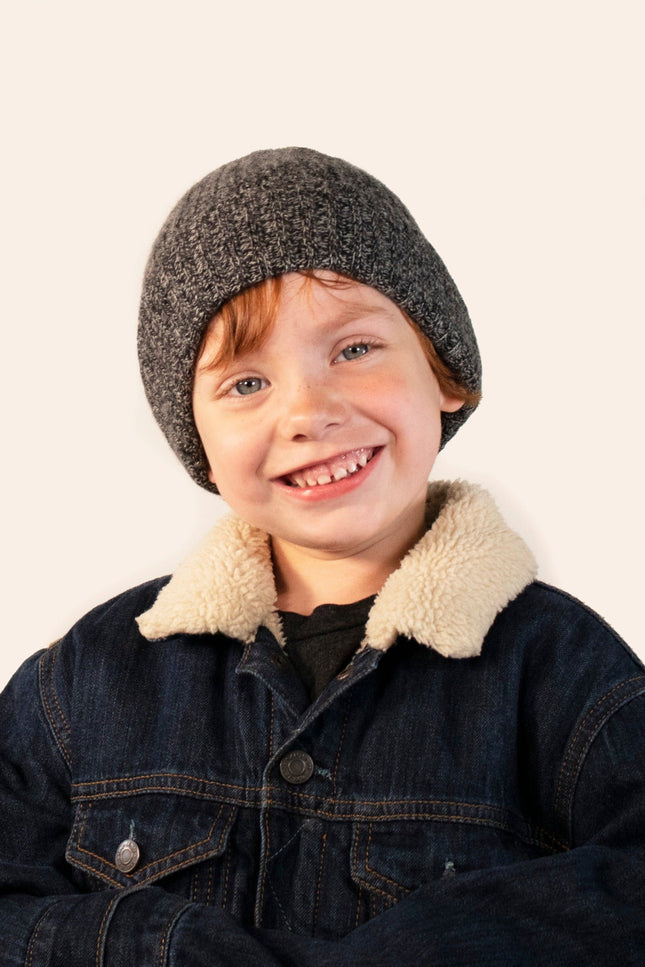 Cashmere Tweeded Hat-Kids Hats-Portolano Kids-BLACK-1-3Y-Urbanheer