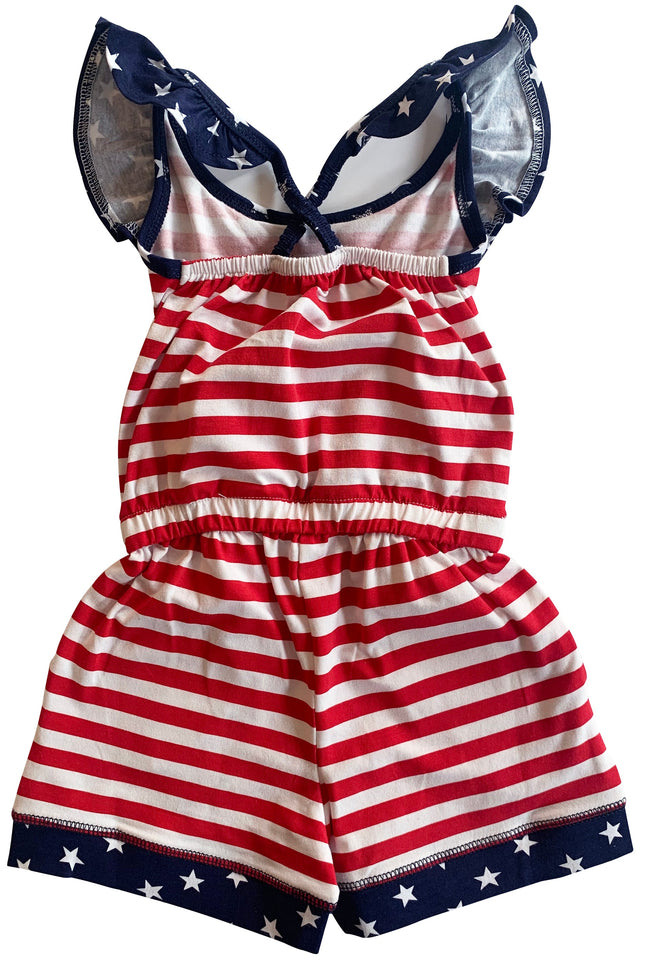 AnnLoren Little Big Girls Jumpsuit Stars & Stripes 4th of July Heart Summer Boutique Clothing