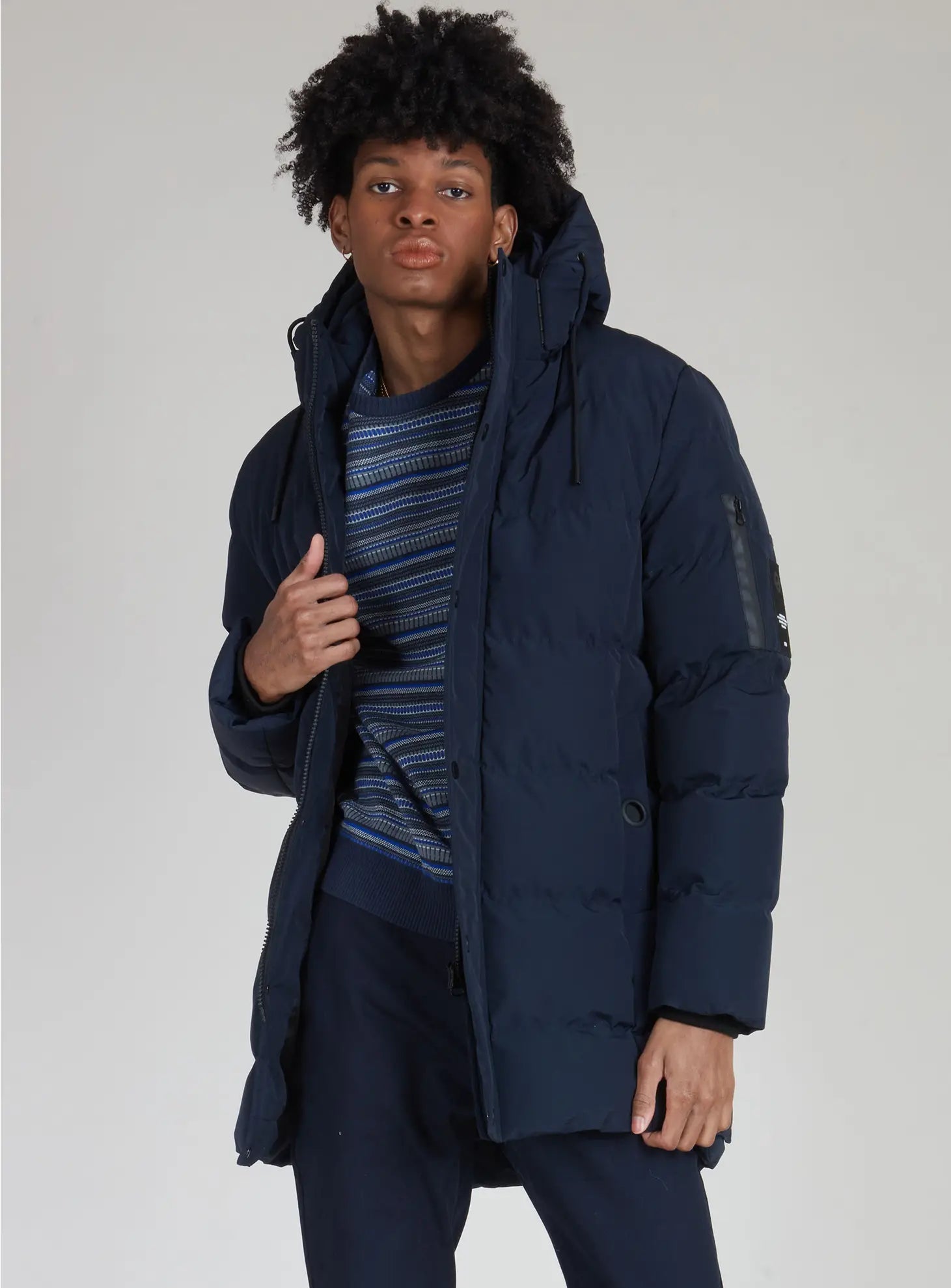 Long Quilted Puffer Jacket-Point Zero-M-Navy-Urbanheer