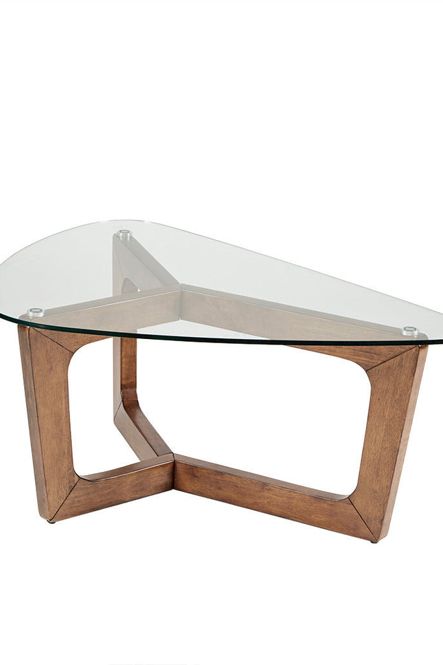 Wood Base Tempered Glass Top Coffee Table-Coffee Tables-G-BlakHom-Urbanheer