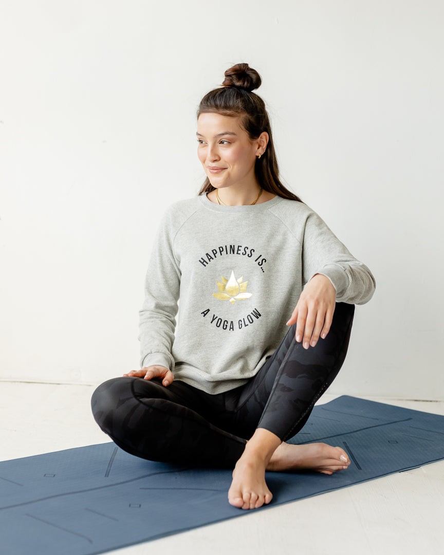 Women's Yoga Glow Crew Sweatshirt, Heather Grey-Yoga Collection-x-small-Urbanheer
