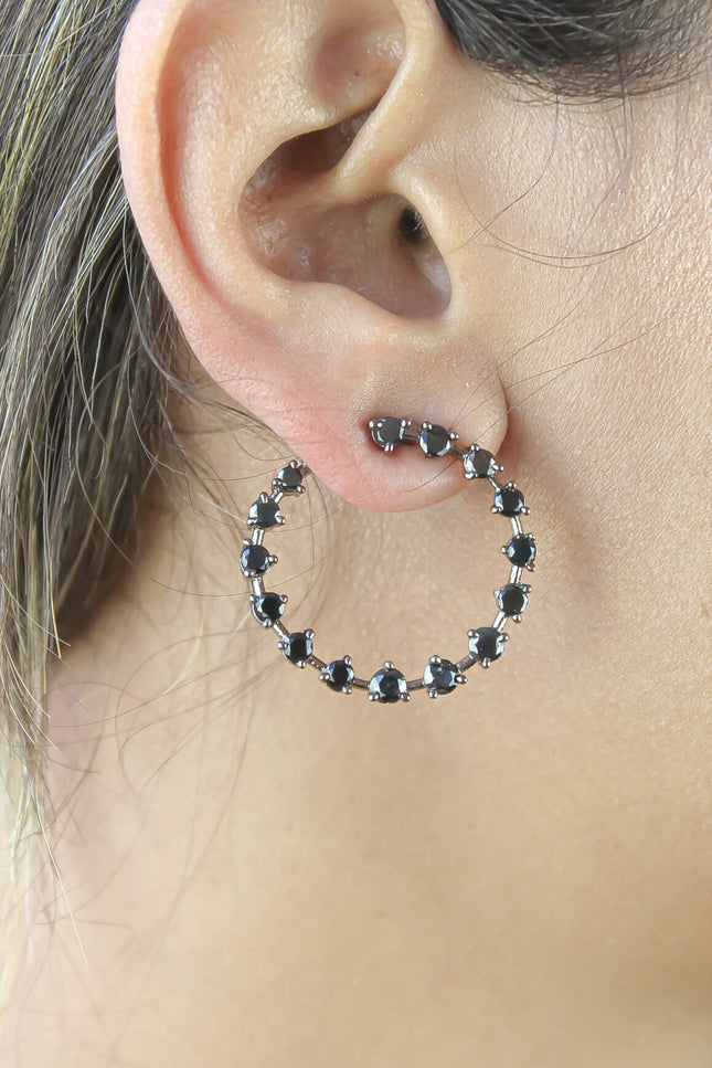 Zircons Crown Earrings By Bombay Sunset-Bombay Sunset-Black and Black-Urbanheer