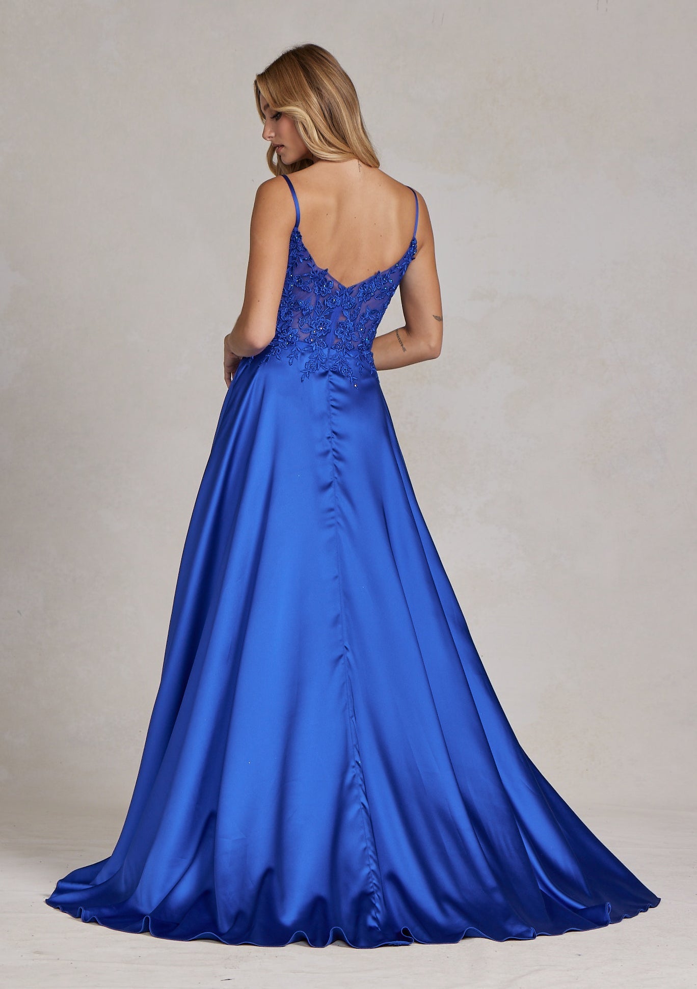 Embroidered Lace Bodice Open V-Back-NXAB-00-EMERALD-Urbanheer