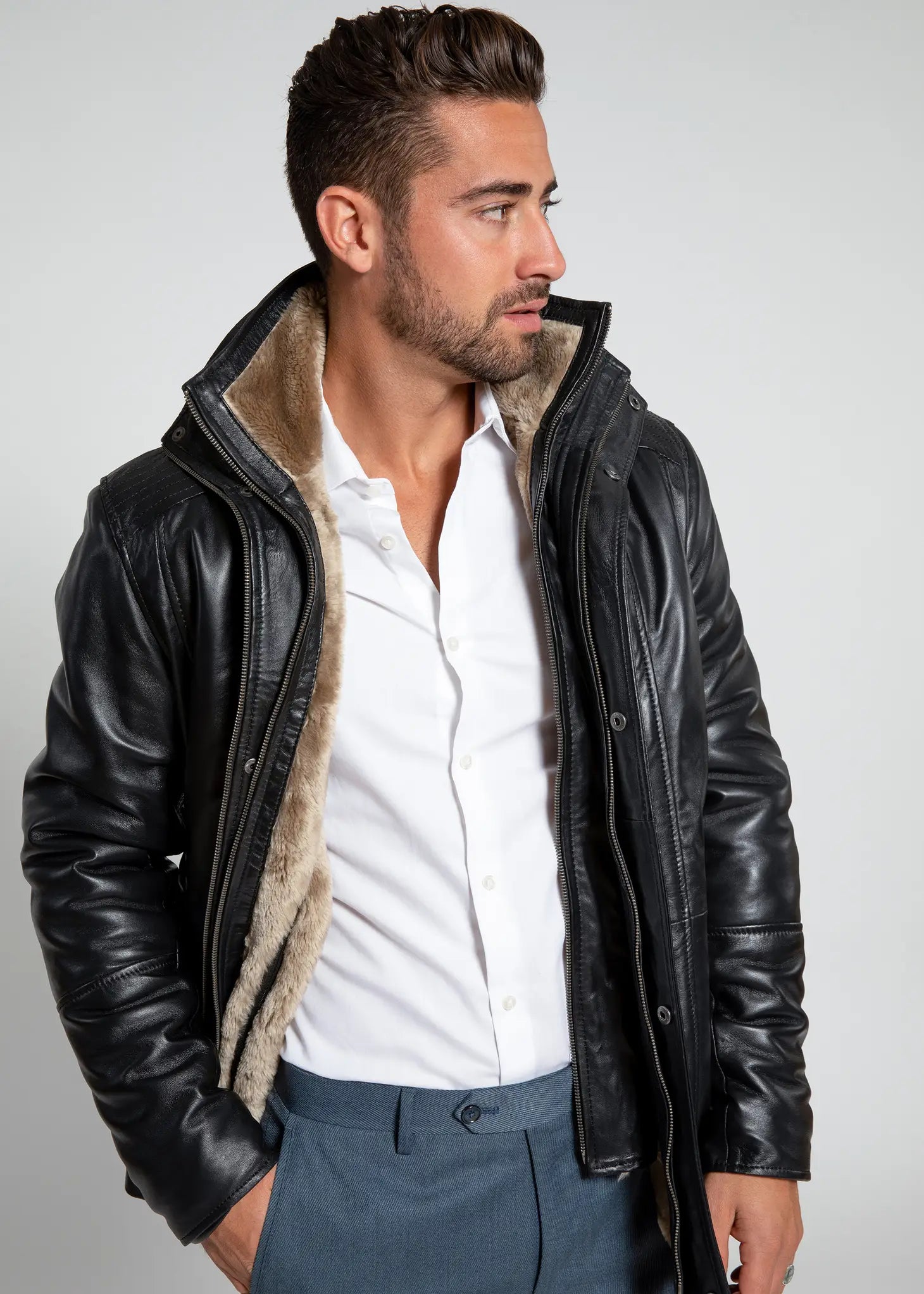 Men'S Tiberius Premium Lambskin Leather Coat With Fur-Clothing - Men-Fadcloset-XS-Urbanheer