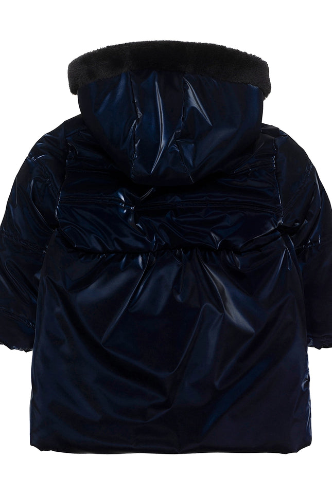 Ubs2 Girl'S Down Jacket In Navy Color. Hood With Fur. Pocket-UBS2-Urbanheer