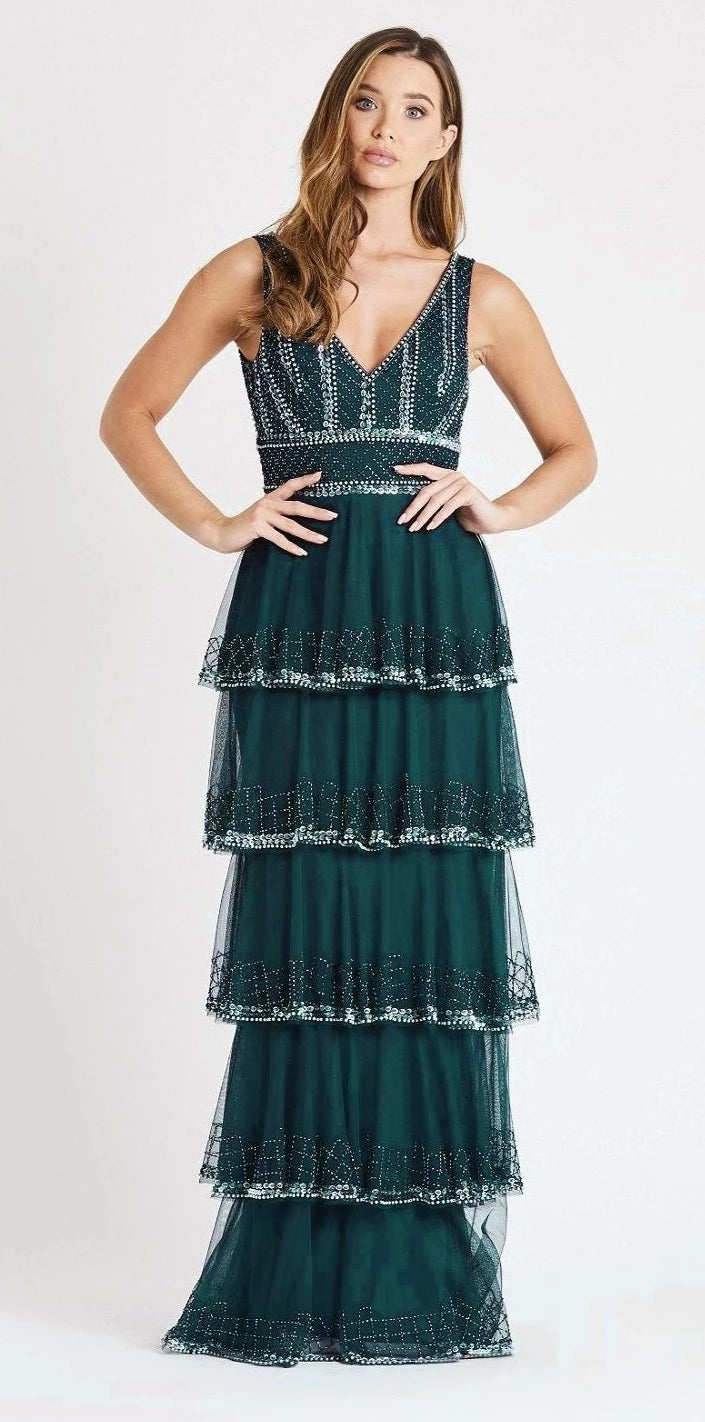 Mulan Lishky Emerald Green Gown.-lace and beads-UK 14-Urbanheer
