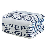 Greek Blue Modern Hotel White Comforter Set - 7 Piece Set.