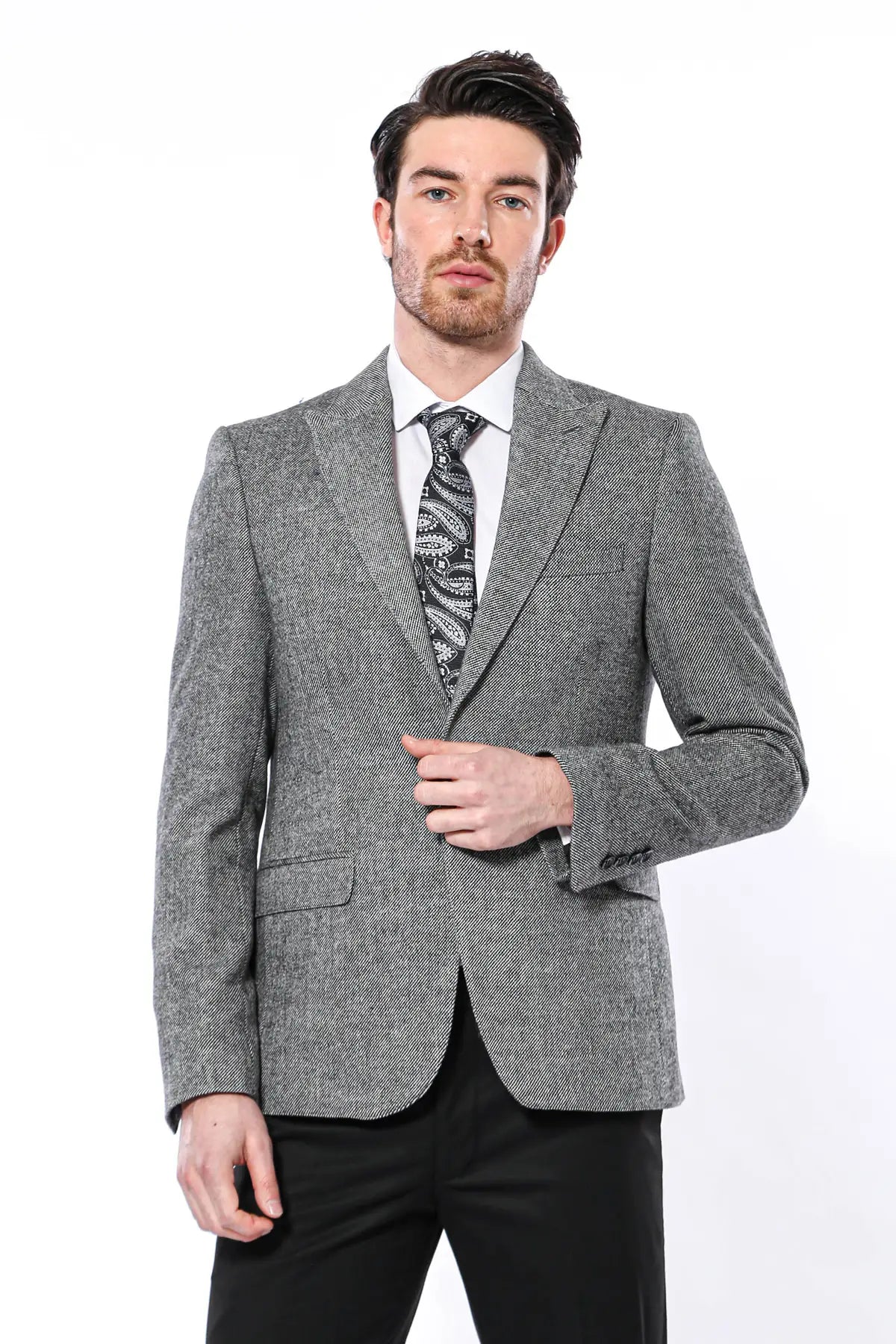 Peak Lapel Grey Blazer-Clothing-Wessi-36-Grey-Urbanheer