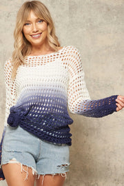 Ombre Open Weave Knit Tunic Sweater-Promesa USA-SM-Urbanheer