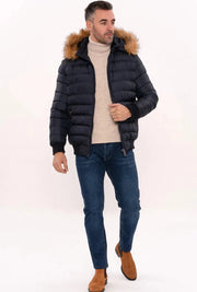 Navy Blue Hooded Men'S Down Coat-Clothing - Men-Wessi-36-Navy-Urbanheer