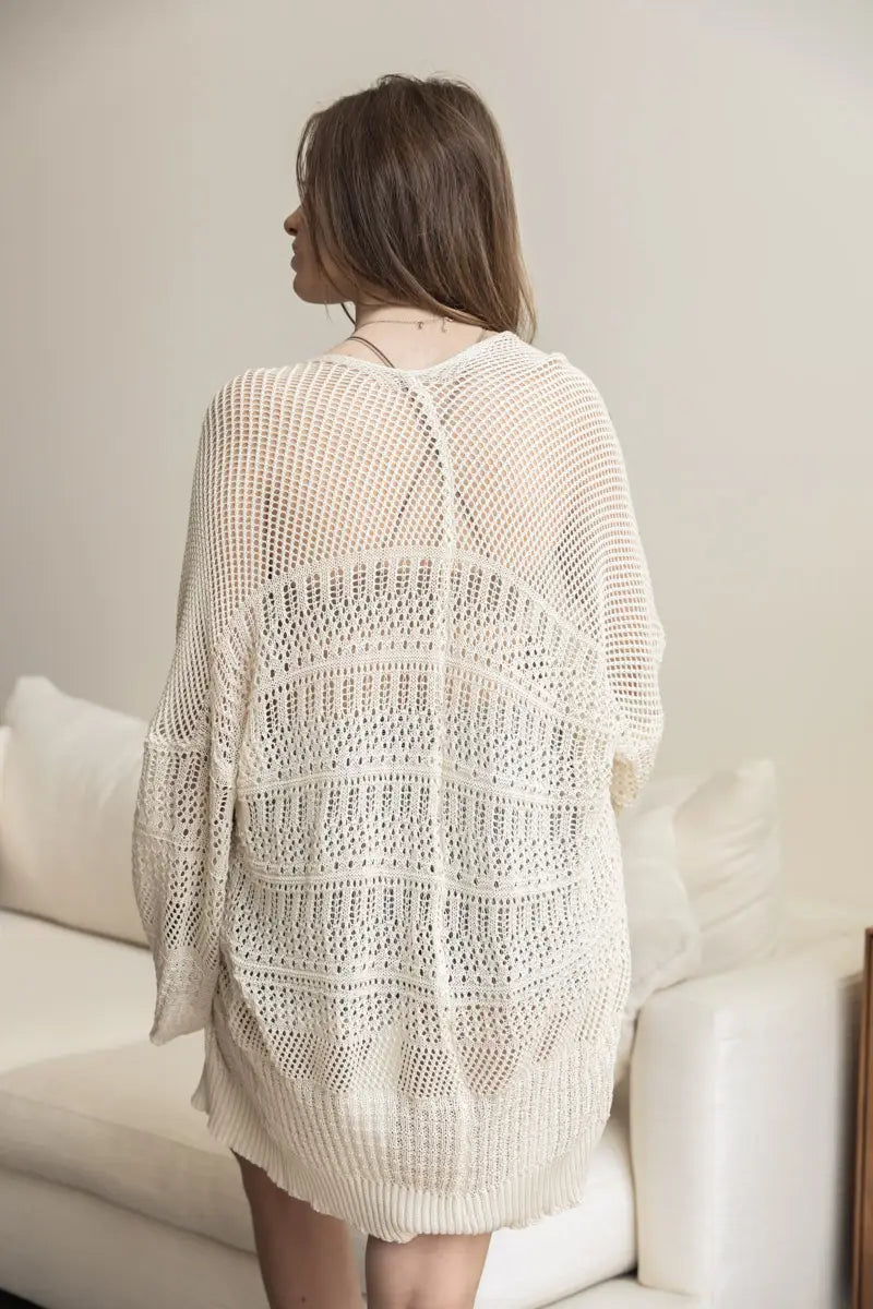 Knit Netted Cardigan-Apparel & Accessories-Leto-Urbanheer