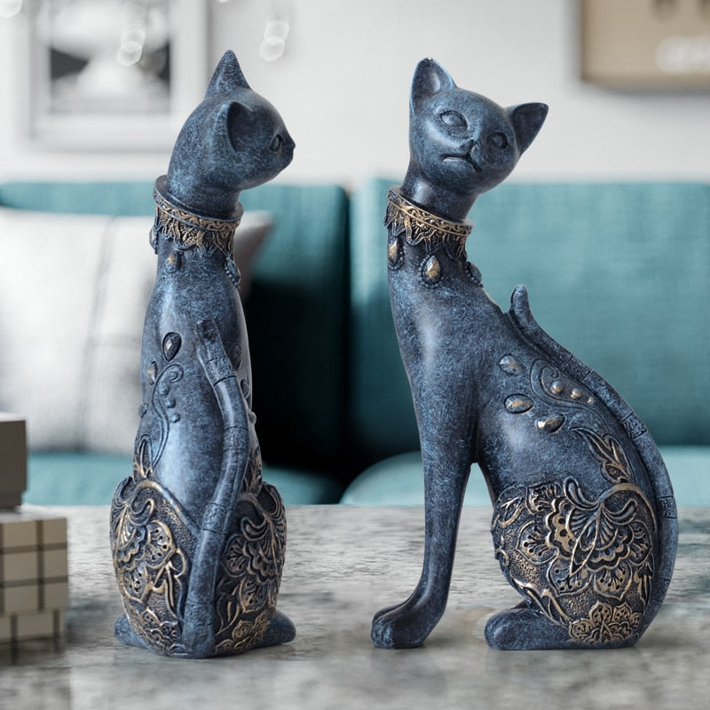 Figurine Decorative Resin Cat Statue-Decor-Ze BlakHom-Navy-Urbanheer