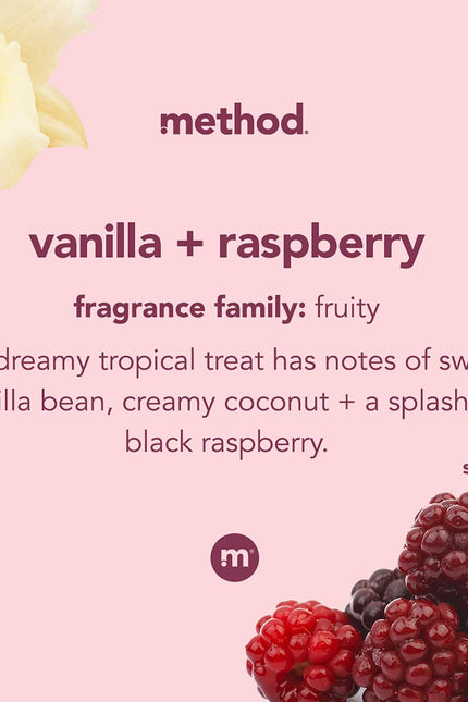Method Premium Gel Hand Wash, Vanilla + Raspberry, 12 Ounce, 1 Pack, Packaging May Vary