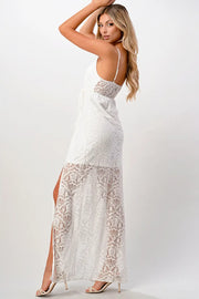 Front Slit Lace Maxi Dress - White-MILEY + MOLLY-S-White-Urbanheer