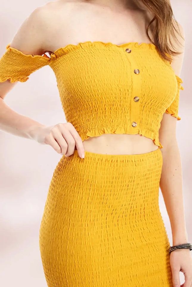 Top And Skirt Set For Women - Mustard-MILEY + MOLLY-Urbanheer