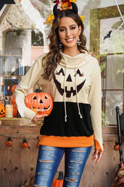 Long Sleeve Jack-O'-Lantern Graphic Sweatshirt-Street 360-Black-S-Urbanheer