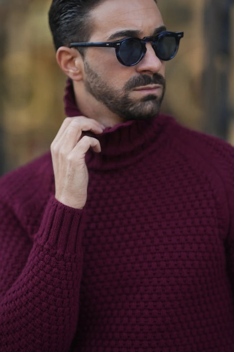 Bordeaux Men'S Turtleneck Jumper Sweater-Clothing - Men-Donato-S-Urbanheer