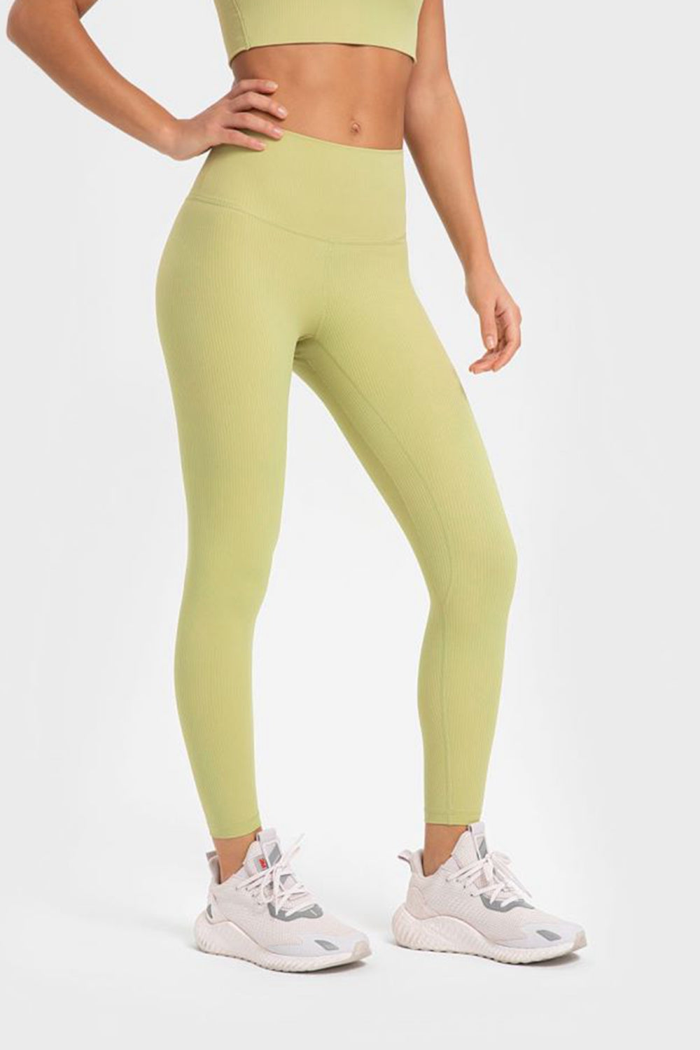 Highly Stretchy Wide Waistband Yoga Leggings-Street 360-Lemon-4-Urbanheer