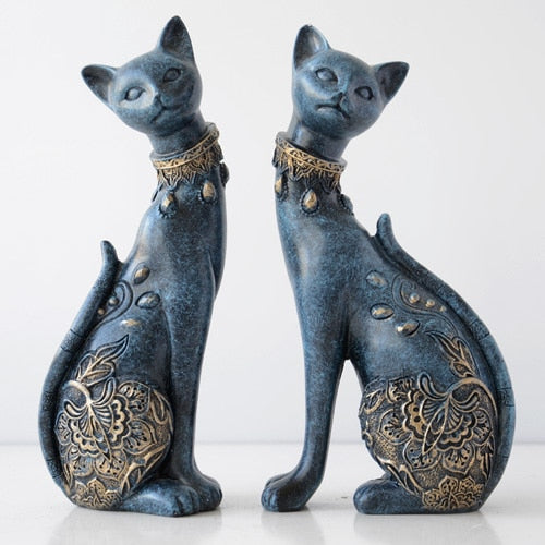 Figurine Decorative Resin Cat Statue-Decor-Ze BlakHom-Navy-Urbanheer