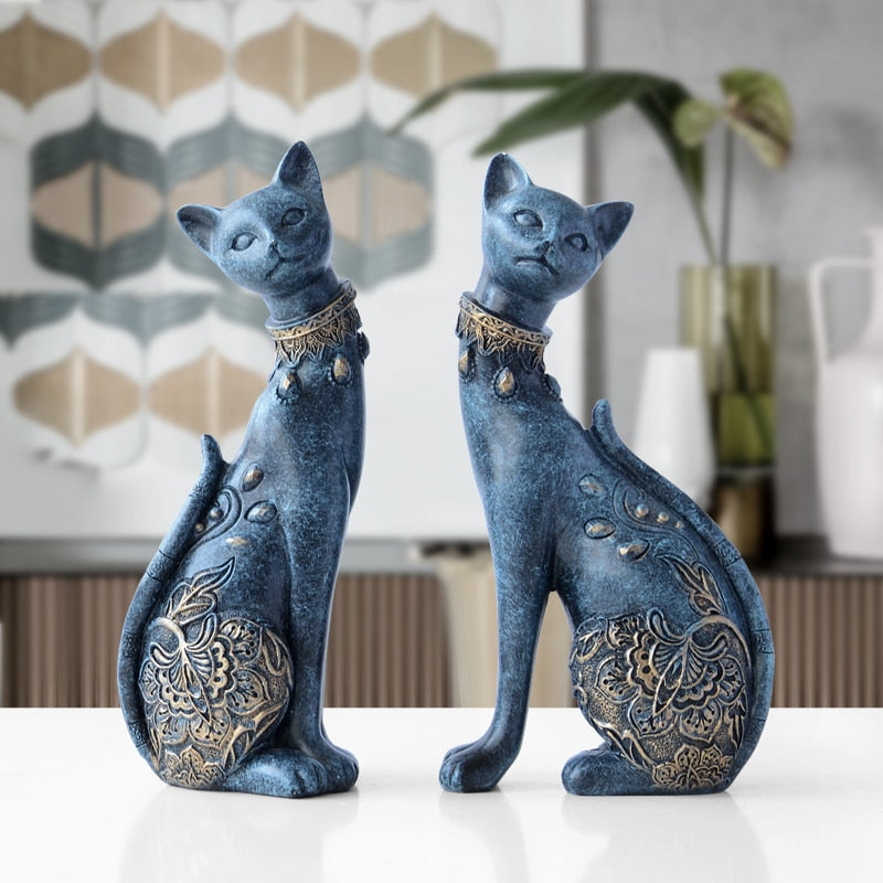 Figurine Decorative Resin Cat Statue-Decor-Ze BlakHom-Navy-Urbanheer