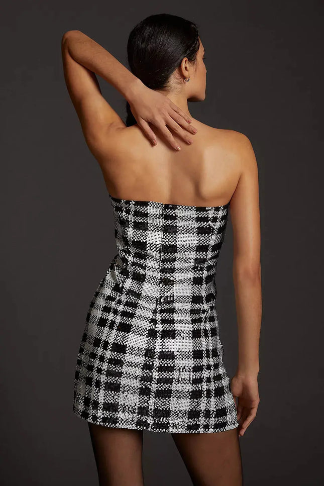 Sequined Plaid Mini Dress-Eva Franco-Urbanheer