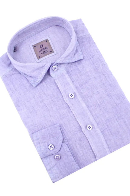 Solid Purple Linen Shirt-Clothing - Men-Eight X-Urbanheer