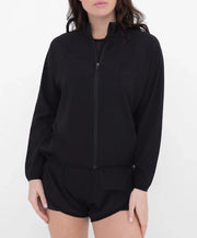 Athletic Women Mock Neck Running Jacket- Black-Clothing - Women-Mono B-S-Urbanheer