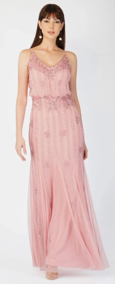 Keeva Maxi Dress - Dusty Pink-lace and beads-6-Urbanheer