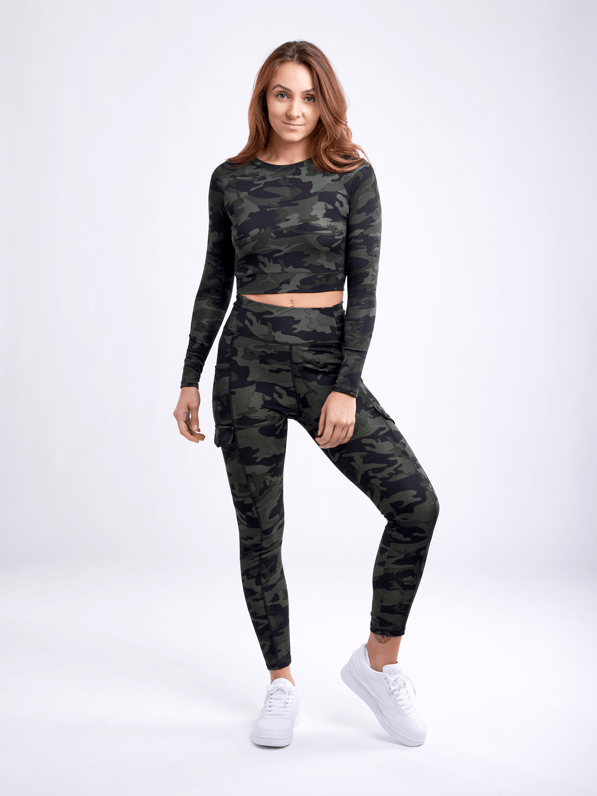 High-Waisted Leggings with Side Cargo Pockets-JupiterGear-French Camo-Small / Medium-Urbanheer