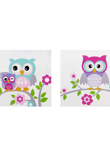 Little Owls 8-Piece Kids Complete Sheet And Comforter Set-Olliix-2PC Wall Decor 12*12"-Urbanheer