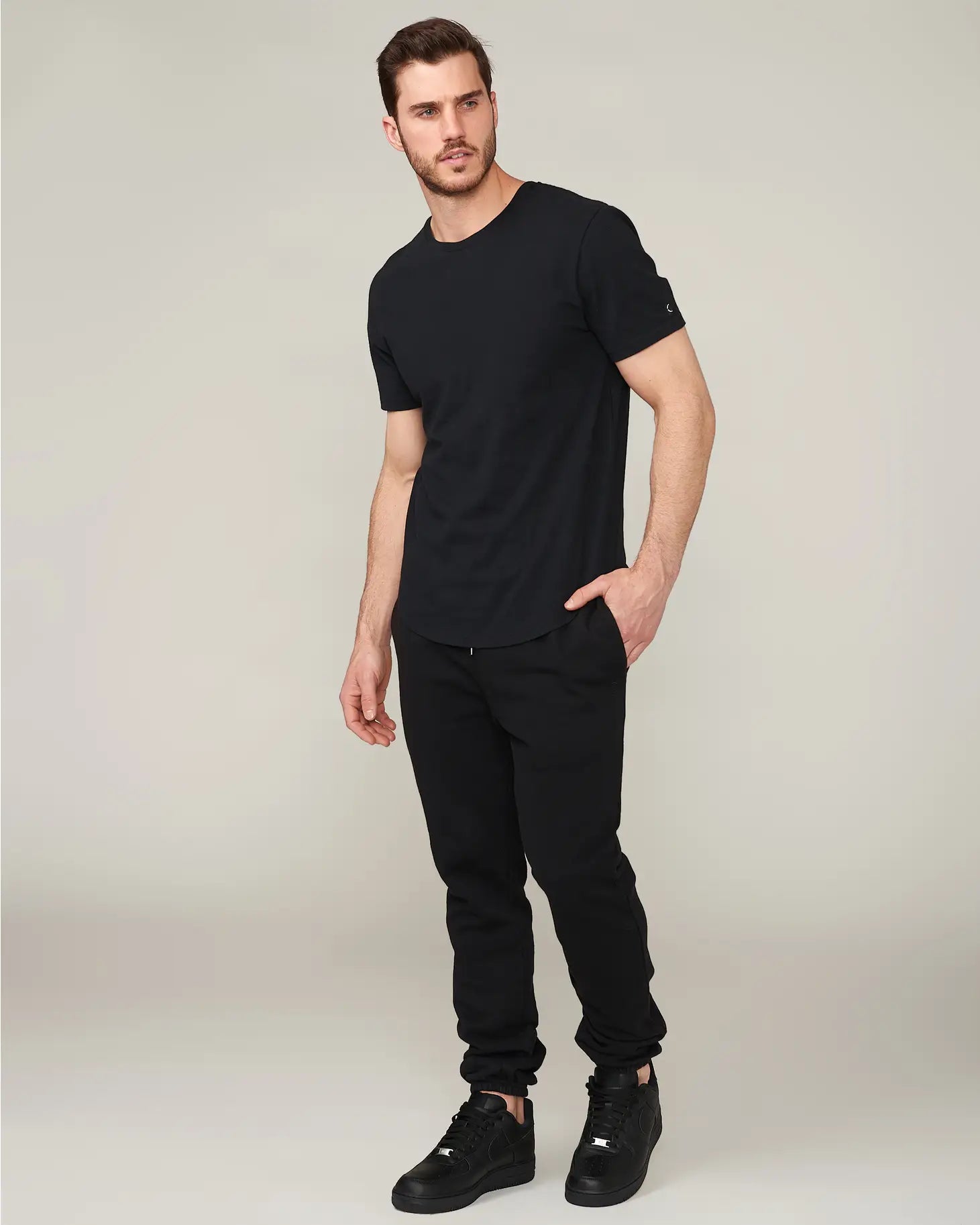 Zion Jet Black Brushed Scoop T-Shirt-Tourn-Black-M-Urbanheer