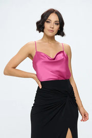 Solid Silky Satin Tank Top-Renee C.-S-Urbanheer