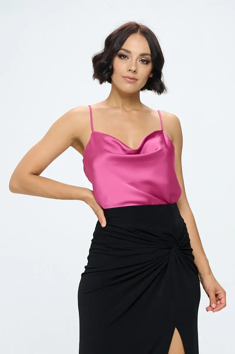 Solid Silky Satin Tank Top-Renee C.-S-Urbanheer