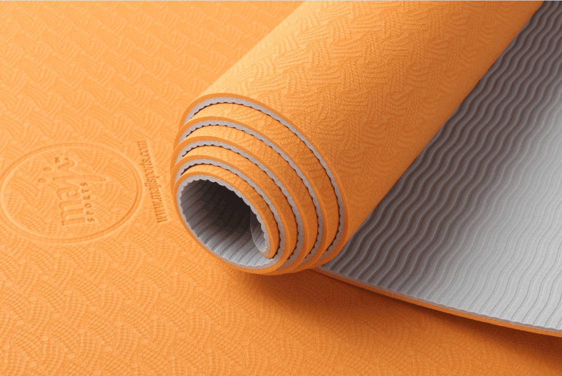 2 Tone Tpe Premium Yoga Mat-Majisports-1760Orange/Gray-Urbanheer