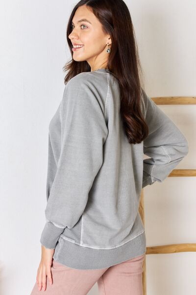 Zenana French Terry Long Sleeve Sweatshirt-UHX-Urbanheer