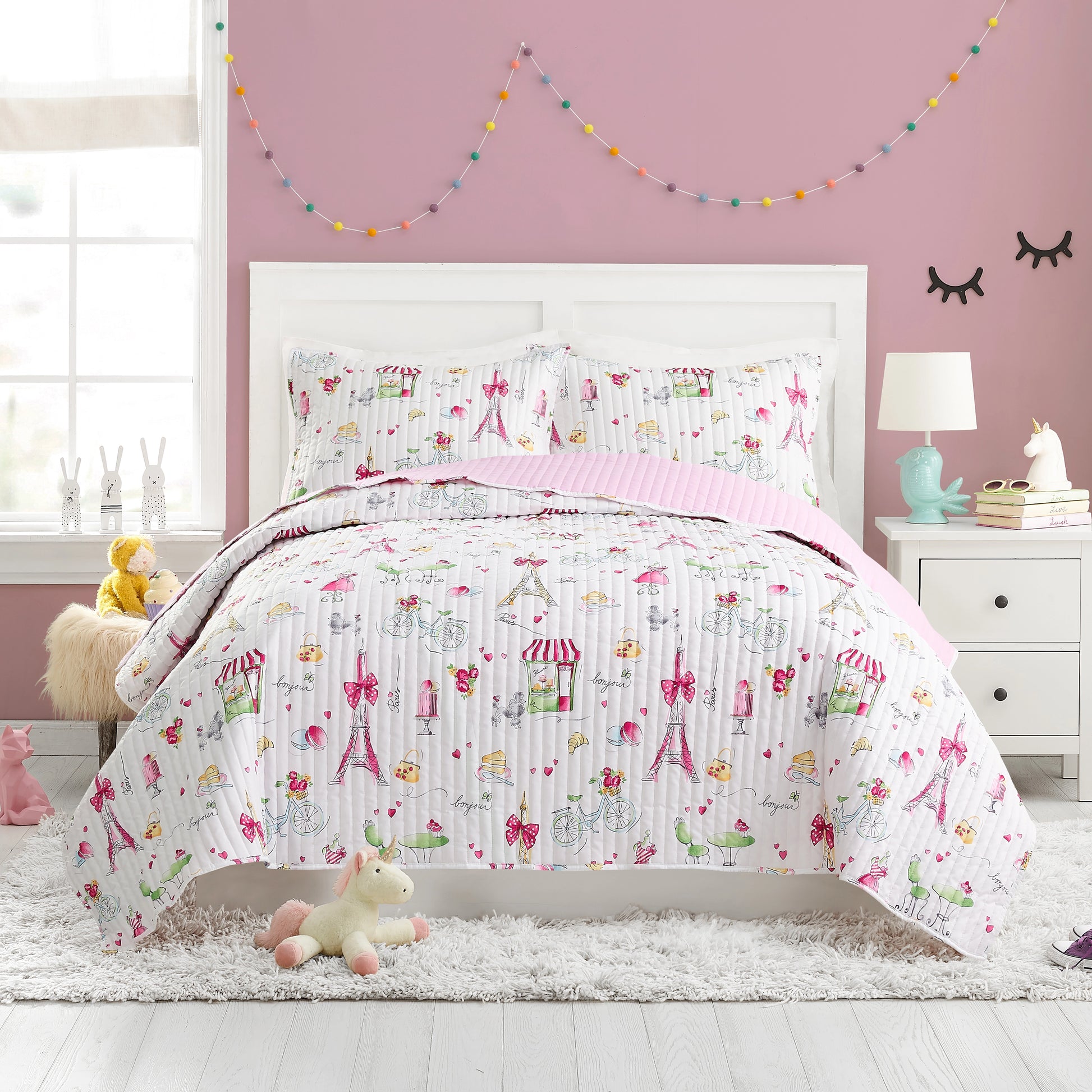 Pretty In Paris Quilt Set (2Pc/3Pc) By Urban Playground.-peking handicraft-Full/Queen-Urbanheer