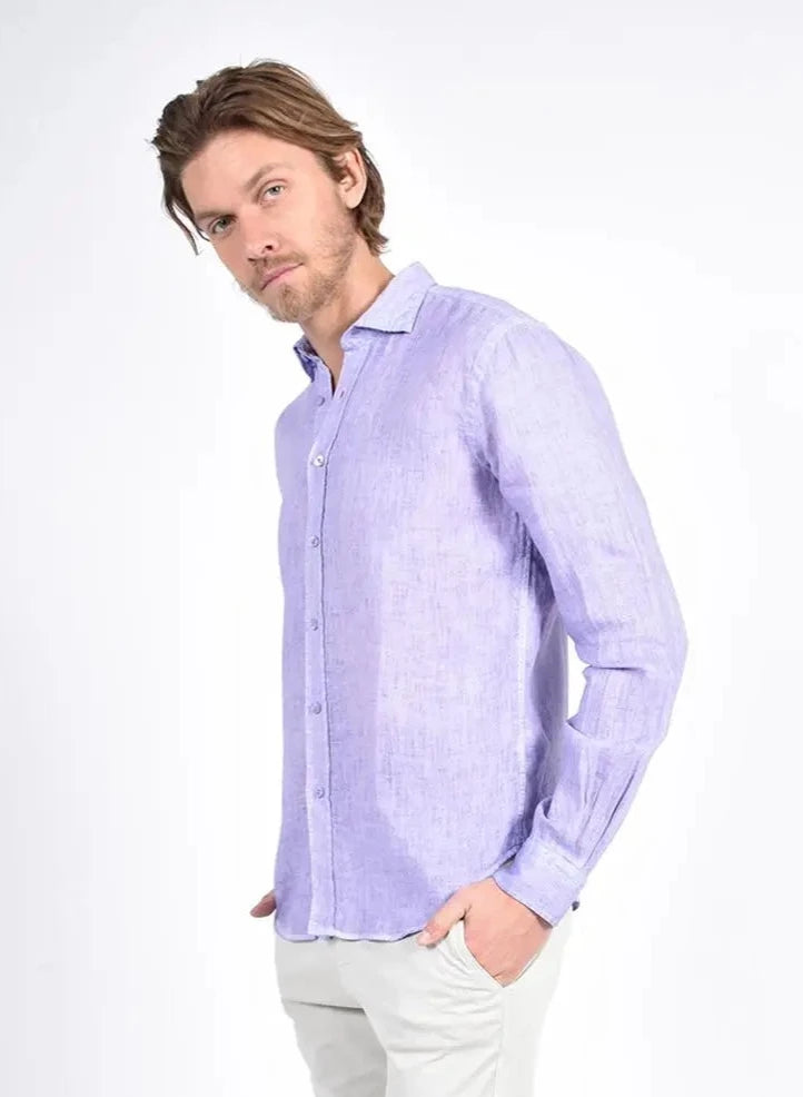 Solid Purple Linen Shirt-Clothing - Men-Eight X-S-Urbanheer
