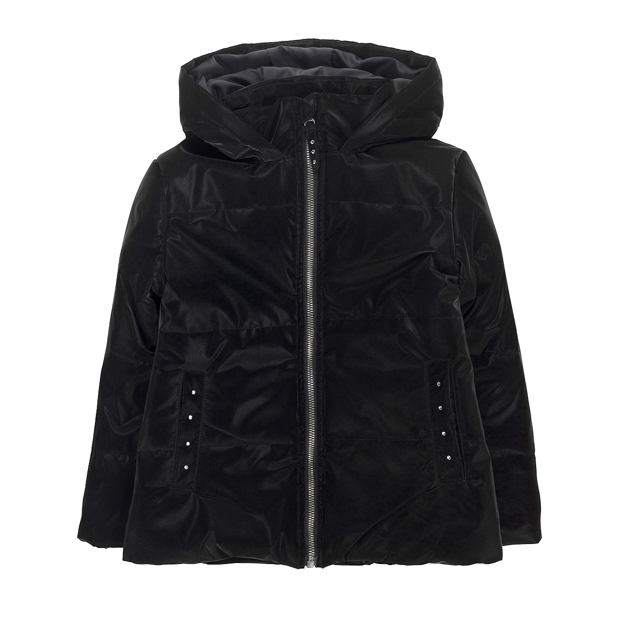 UBS2 Girls' down jacket in faux leather in black.