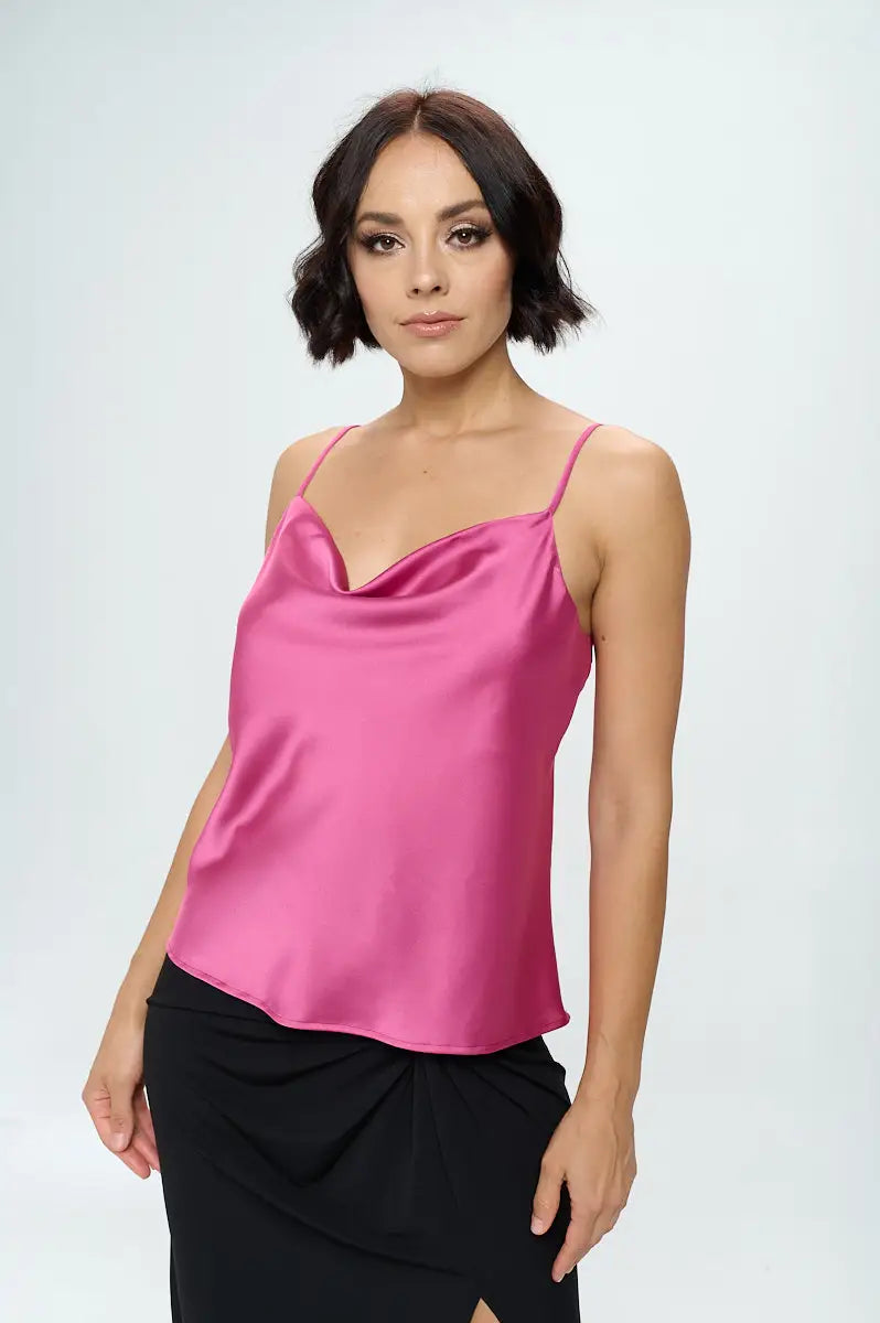 Solid Silky Satin Tank Top-Renee C.-S-Urbanheer