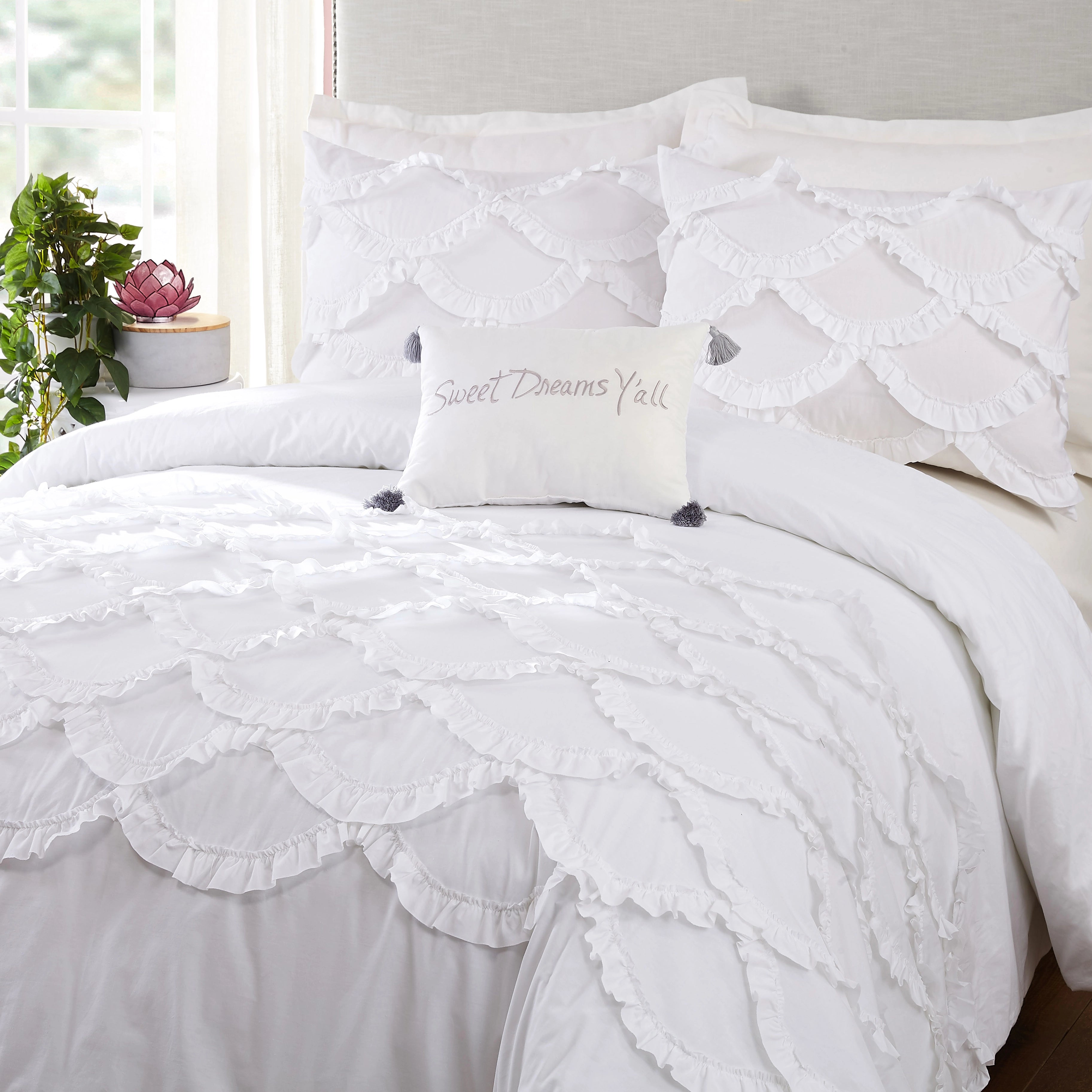 Ruffled Scallop Comforter Set by Jessica Simpson.-peking handicraft-Twin-Urbanheer