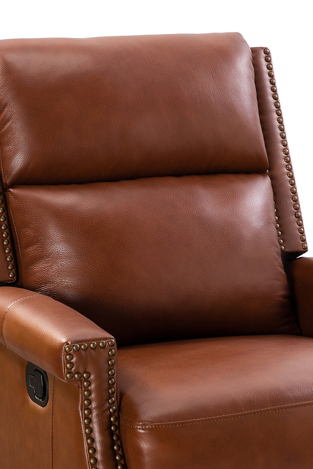 Genuine Leather Swivel Rocker Recliner-armchair-G-BlakHom-Urbanheer