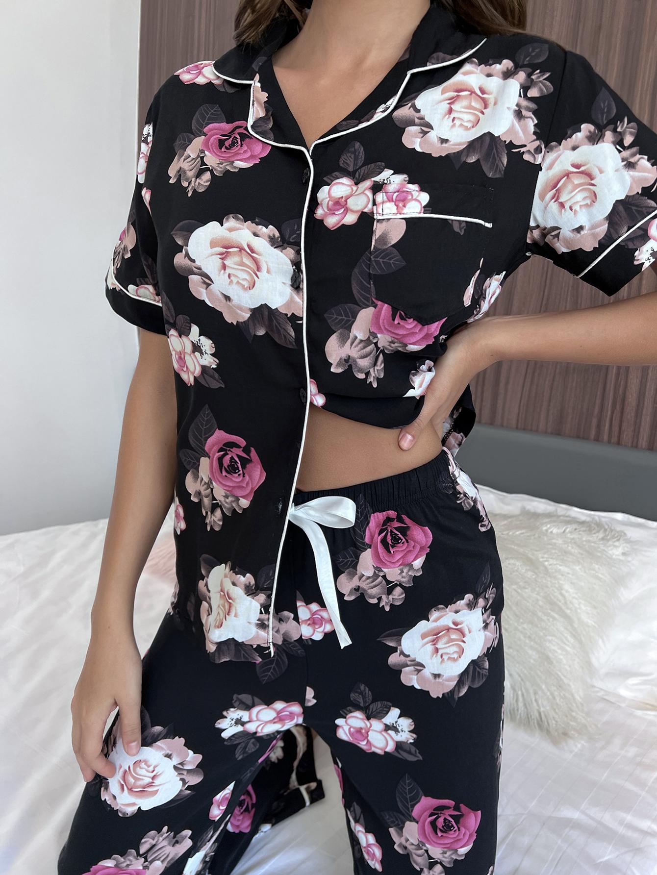 Floral Short Sleeve Shirt And Pants Lounge Set-Street 360-Floral-S-Urbanheer