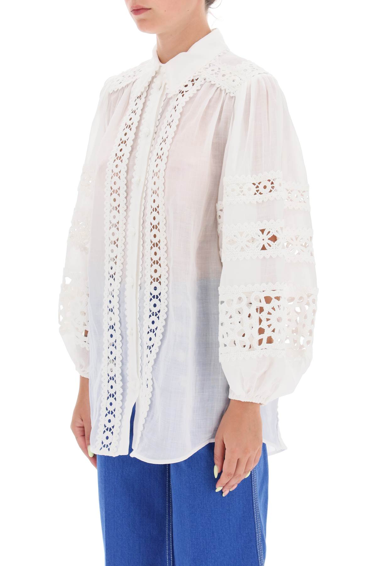 Zimmermann 'Devi Spliced' Blouse With Crochet Inserts-Zimmermann-0-Urbanheer