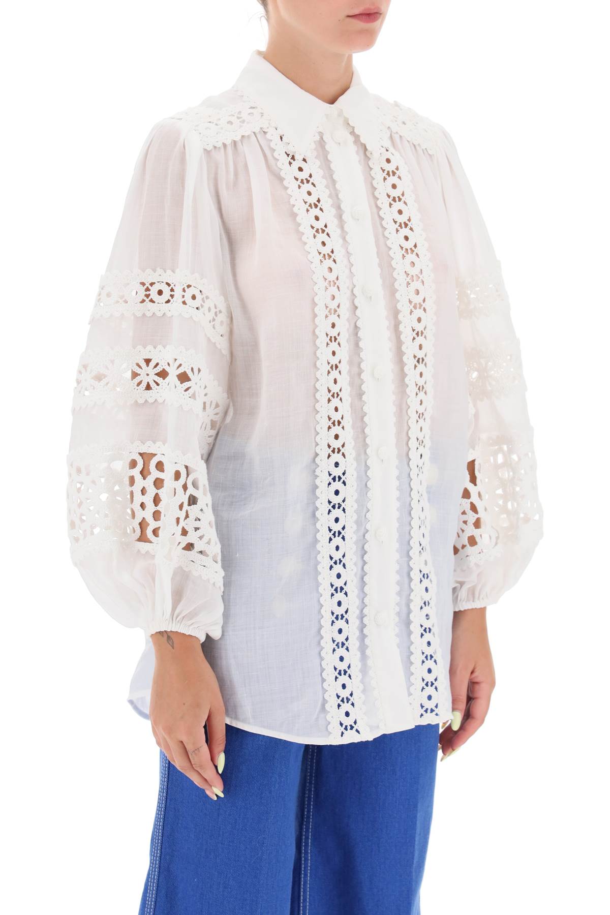 Zimmermann 'Devi Spliced' Blouse With Crochet Inserts-Zimmermann-0-Urbanheer