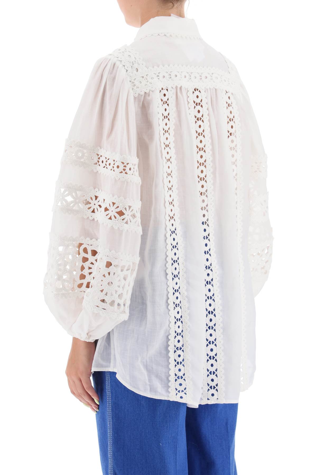 Zimmermann 'Devi Spliced' Blouse With Crochet Inserts-Zimmermann-0-Urbanheer