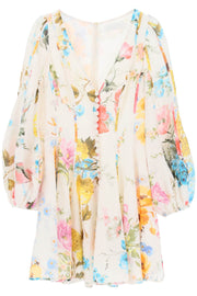 Zimmermann 'Halcyon' Mini Dress In Linen With Floral Motif-Zimmermann-0-Urbanheer