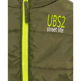 UBS2 Khaki and light green reversible boy's jacket.