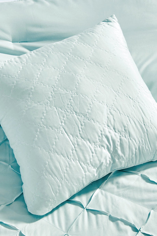 Ultra Soft Ruffle Baby Blue Pleated Comforter - 7 Piece Set-Bedding-linen mart-Urbanheer