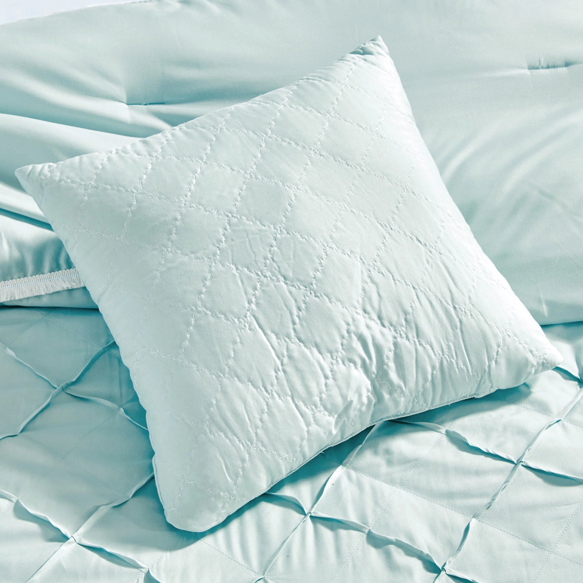 Ultra Soft Ruffle Baby Blue Pleated Comforter - 7 Piece Set-Bedding-linen mart-King-Urbanheer