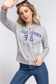Active Basic California Zip Up Drawstring Long Sleeve Hoodie-Street 360-H Grey/Navy-S-Urbanheer